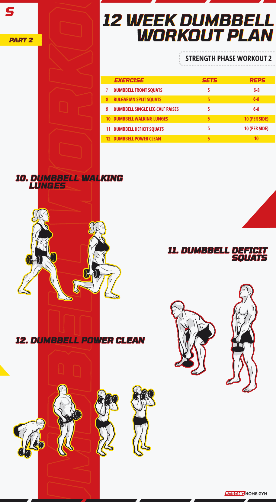 12 week dumbbell workout plan strength phase workout 2 part 2