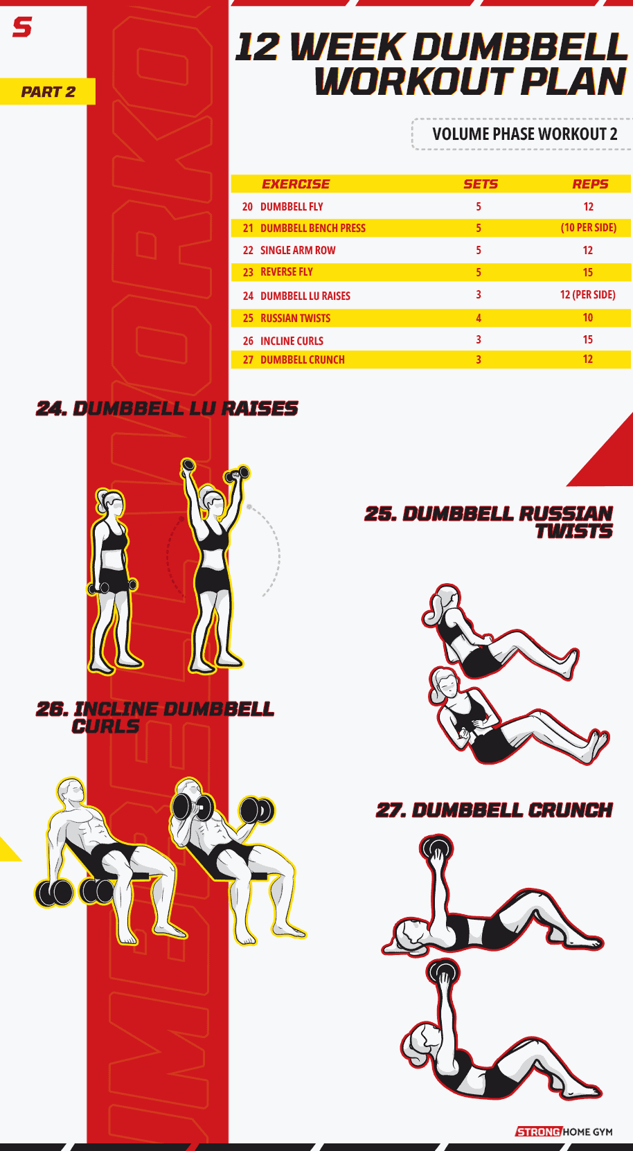12 week dumbbell workout plan volume phase workout 2 part 2