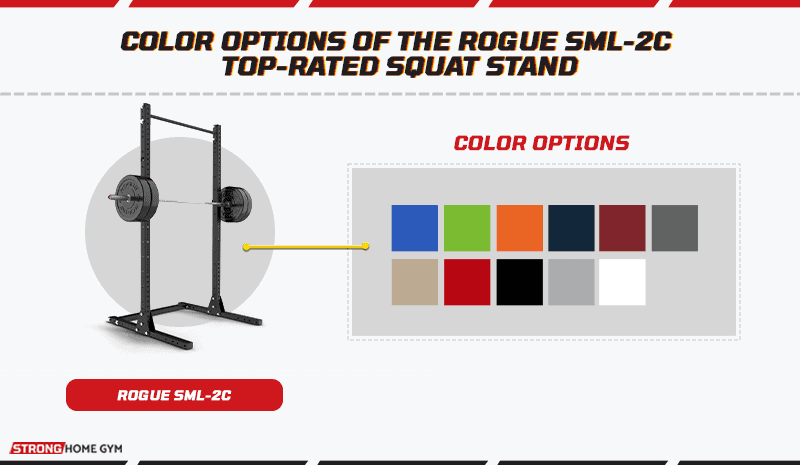 Color options of the Rogue SML-2C top-rated squat stand