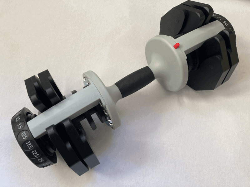 Close-up of the Ativafit handle and red security button