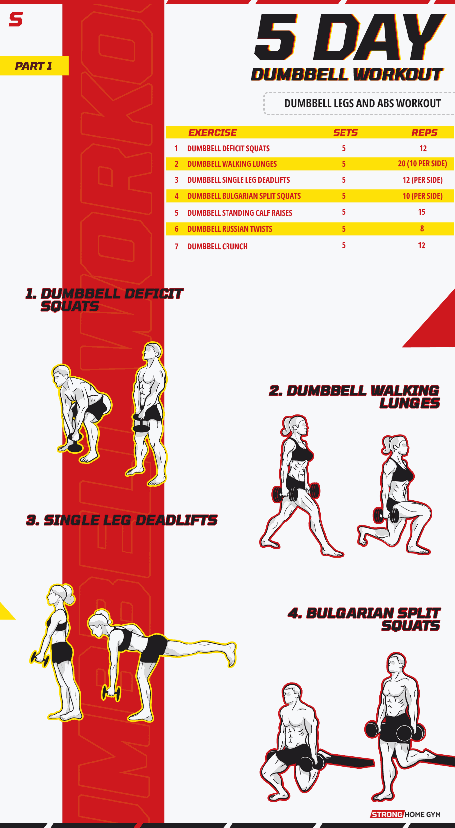 5 Day Dumbbell Legs and Abs Workout part 1