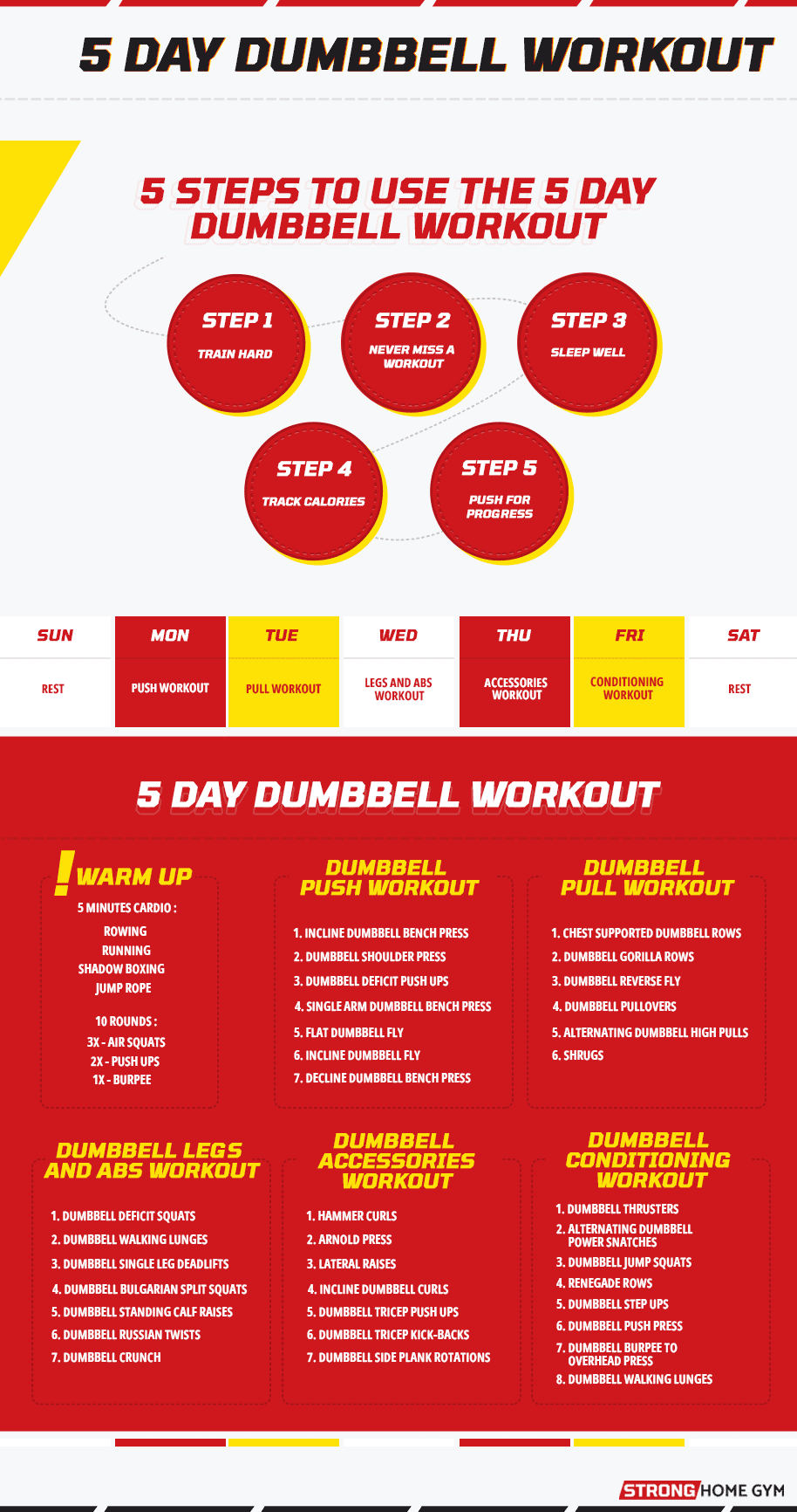 5 Day Dumbbell Workout General Infographic