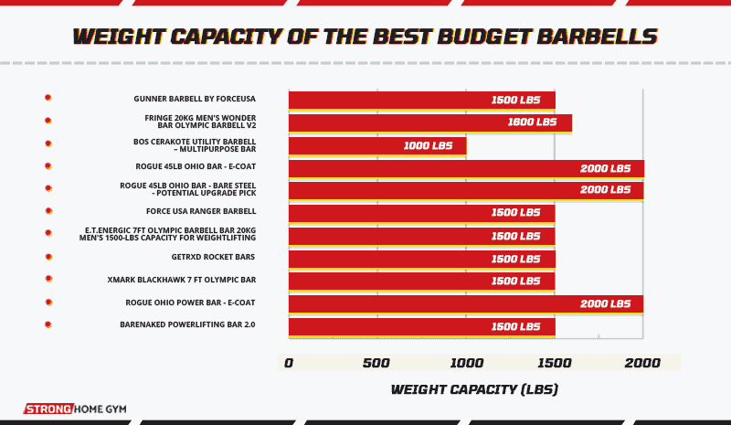 Weight capacity of the best budget barbells